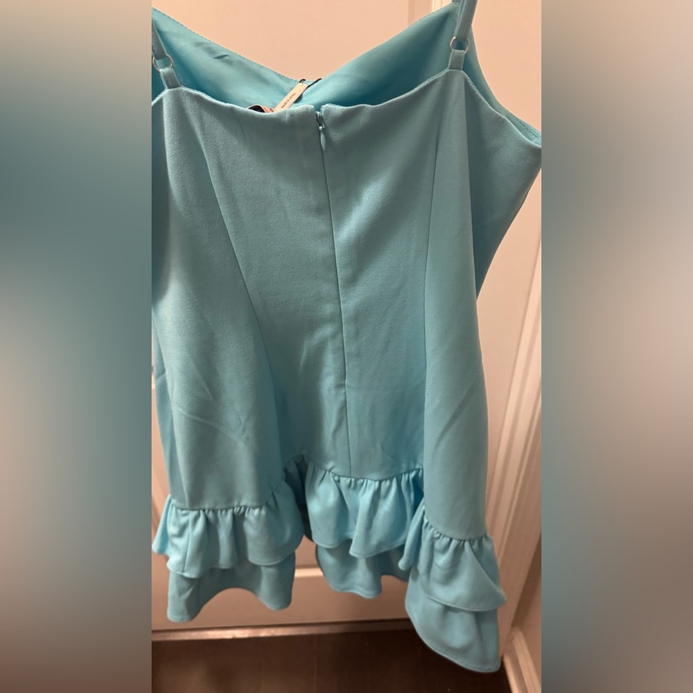 BCBG Blue Ruffle Mini Dress - Picture 3 of 4
